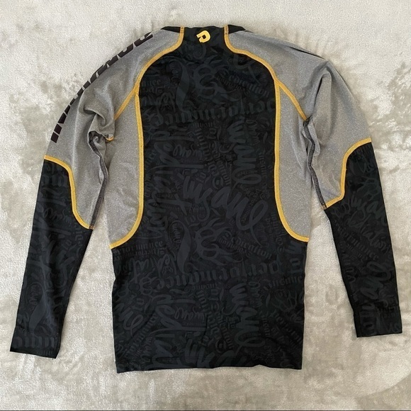 DeMarini Fitted Long Sleeve Mock Neck Active Shirt Black Print Size Medium - Picture 4 of 8